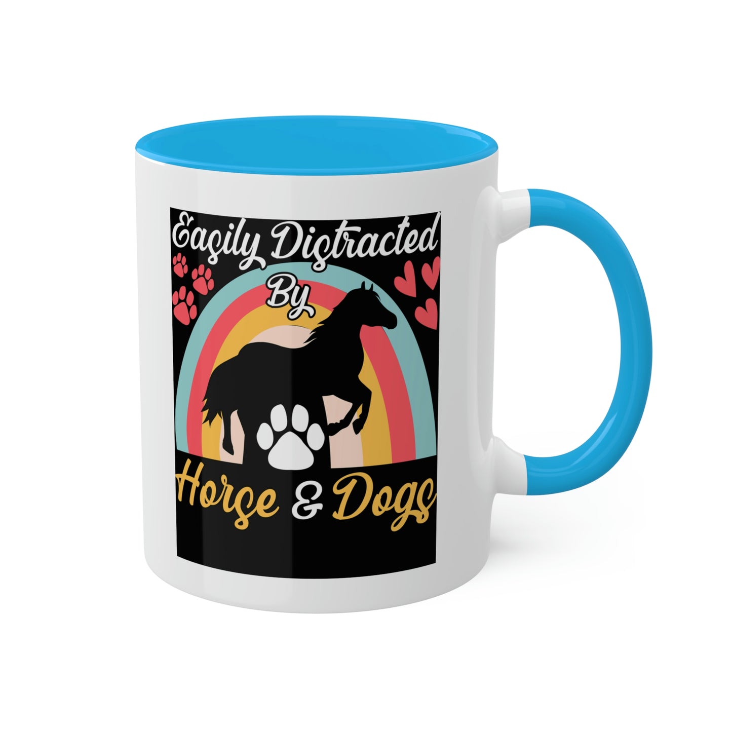 Easily Distracted by Horses and Dogs Accent Mug, 11oz