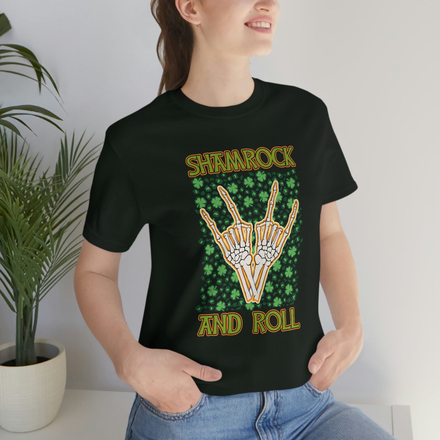 Shamrock and Roll St. Patrick's Day Unisex Jersey Short Sleeve Tee