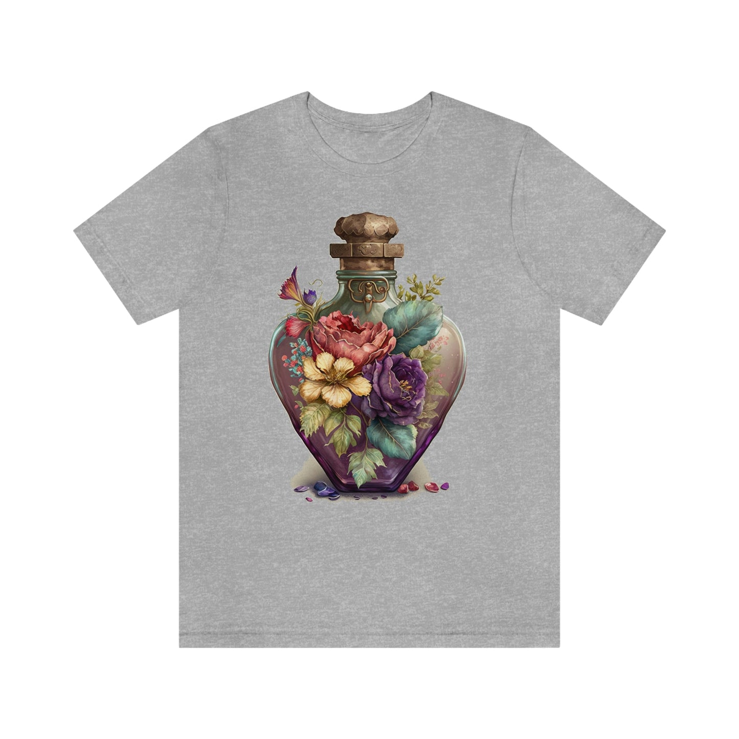 Vintage Bottle Floral Unisex Jersey Short Sleeve Tee
