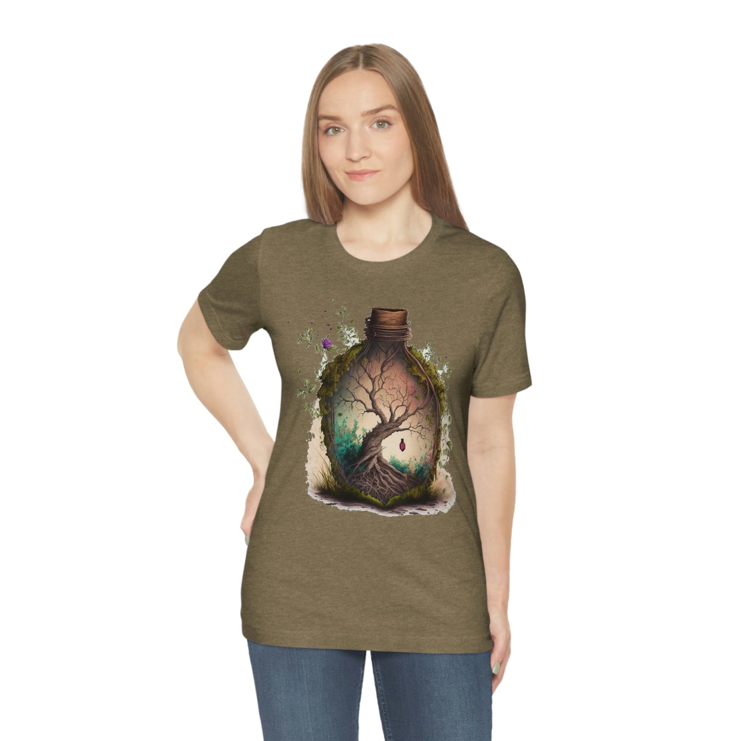 Vintage Bottle Floral Unisex Jersey Short Sleeve Tee