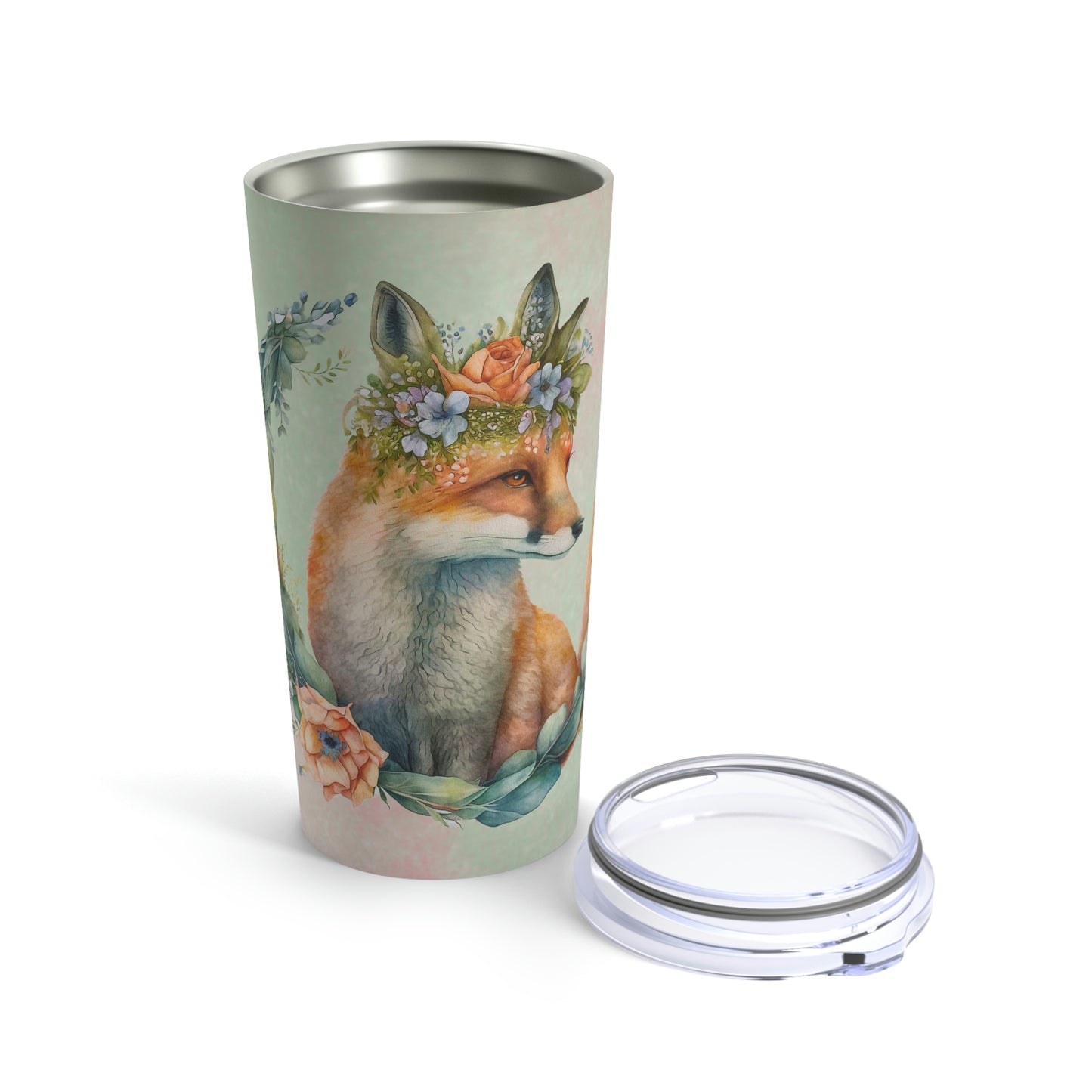 Fox Spring Wreath Watercolor Tumbler 20oz
