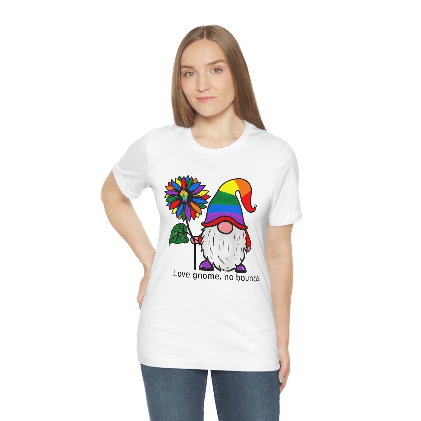 Love Gnomes No Bounds LGBTQIA Print Unisex Jersey Short Sleeve Tee