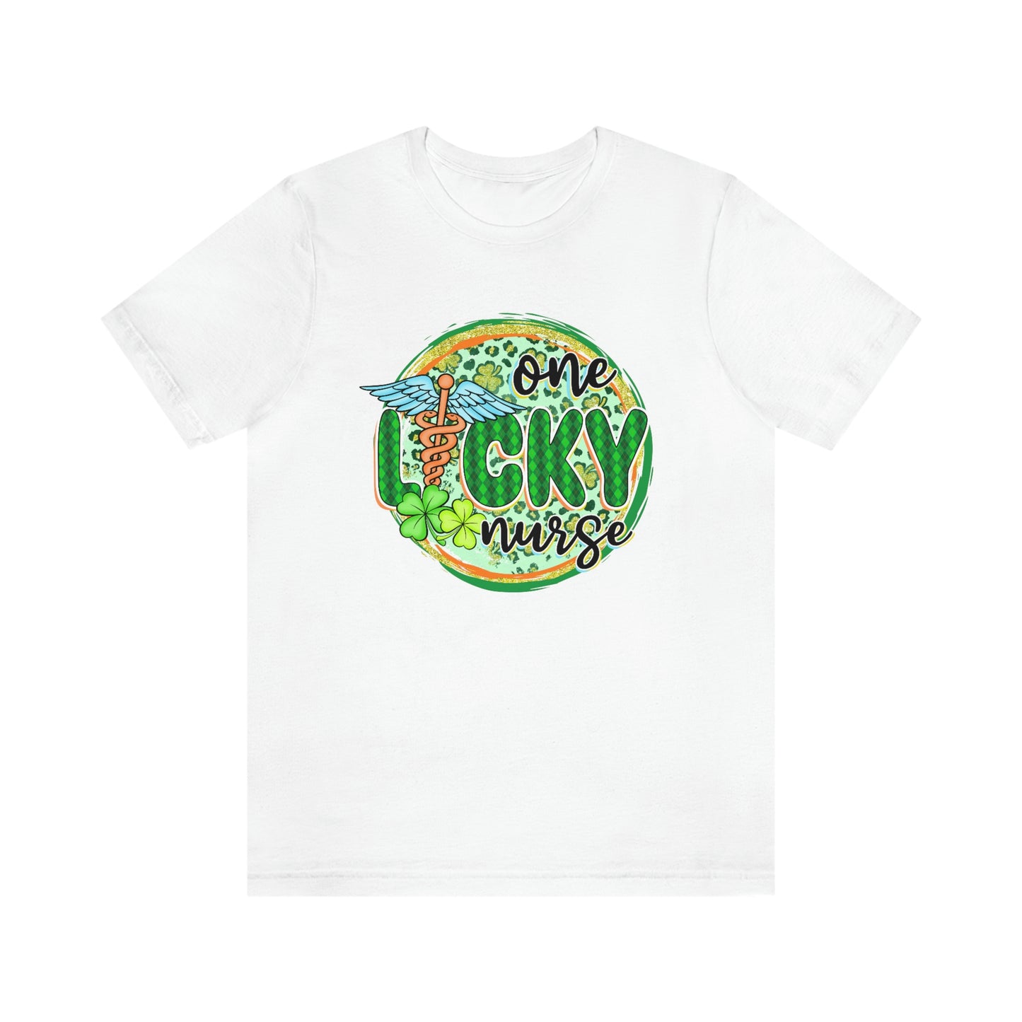 One Lucky Nurse Caduceus St. Patrick's Day Unisex Jersey Short Sleeve Tee