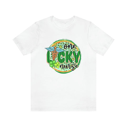 One Lucky Nurse Caduceus St. Patrick's Day Unisex Jersey Short Sleeve Tee