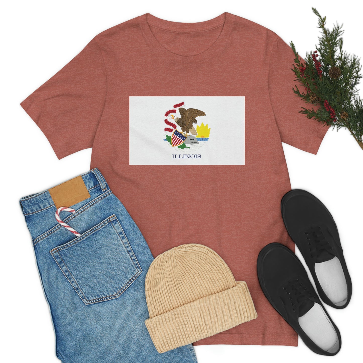 Illinois Flag Unisex Jersey Short Sleeve Tee Tshirt T-shirt