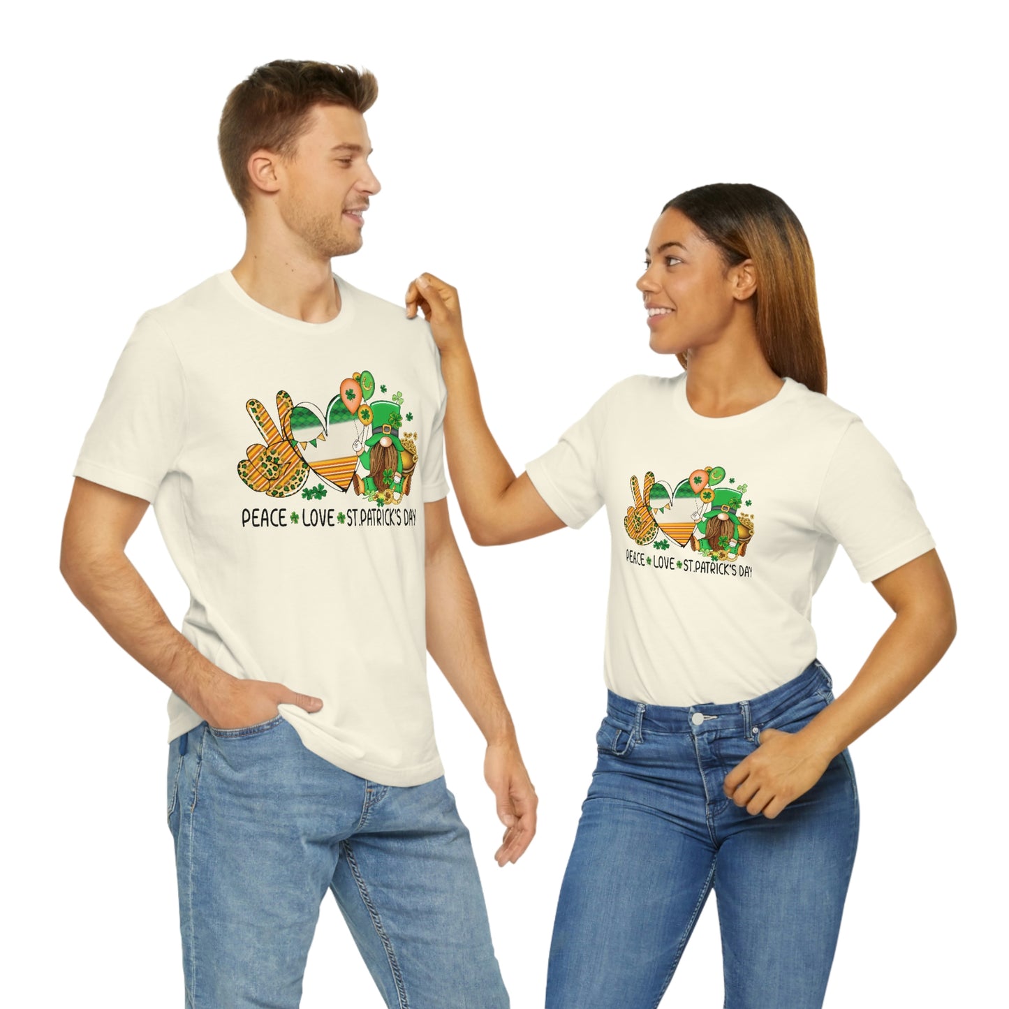 Peace Love St. Patrick's Day Unisex Jersey Short Sleeve Tee