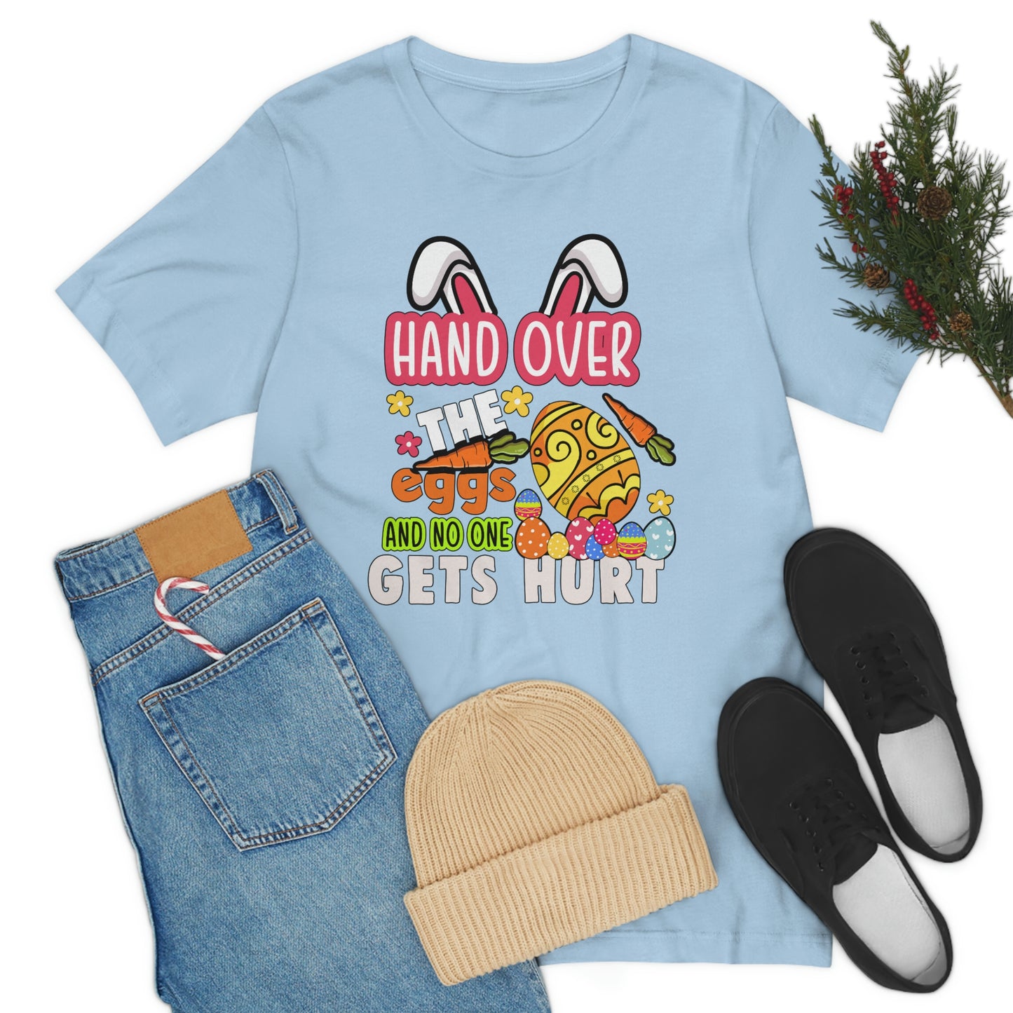 Hand Over the Eggs and No One Gets Hurt Spring Easter Unisex Jersey Short Sleeve Tee