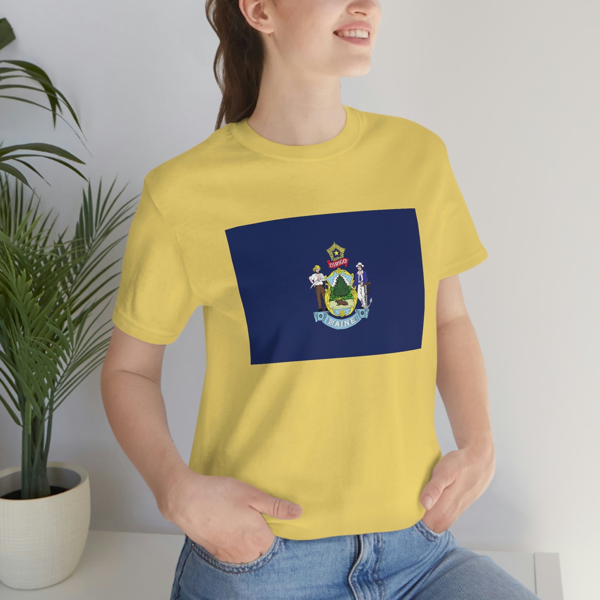 Maine Flag Unisex Jersey Short Sleeve Tee Tshirt T-shirt