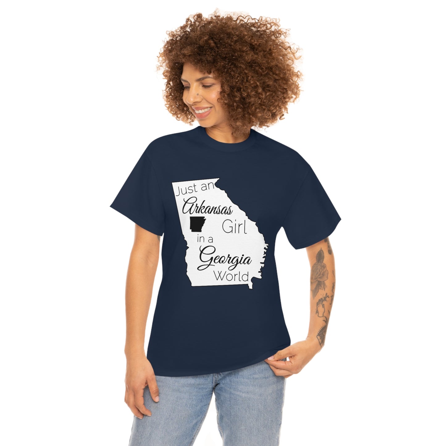 Just an Arkansas Girl in a Georgia World Unisex Heavy Cotton Tee