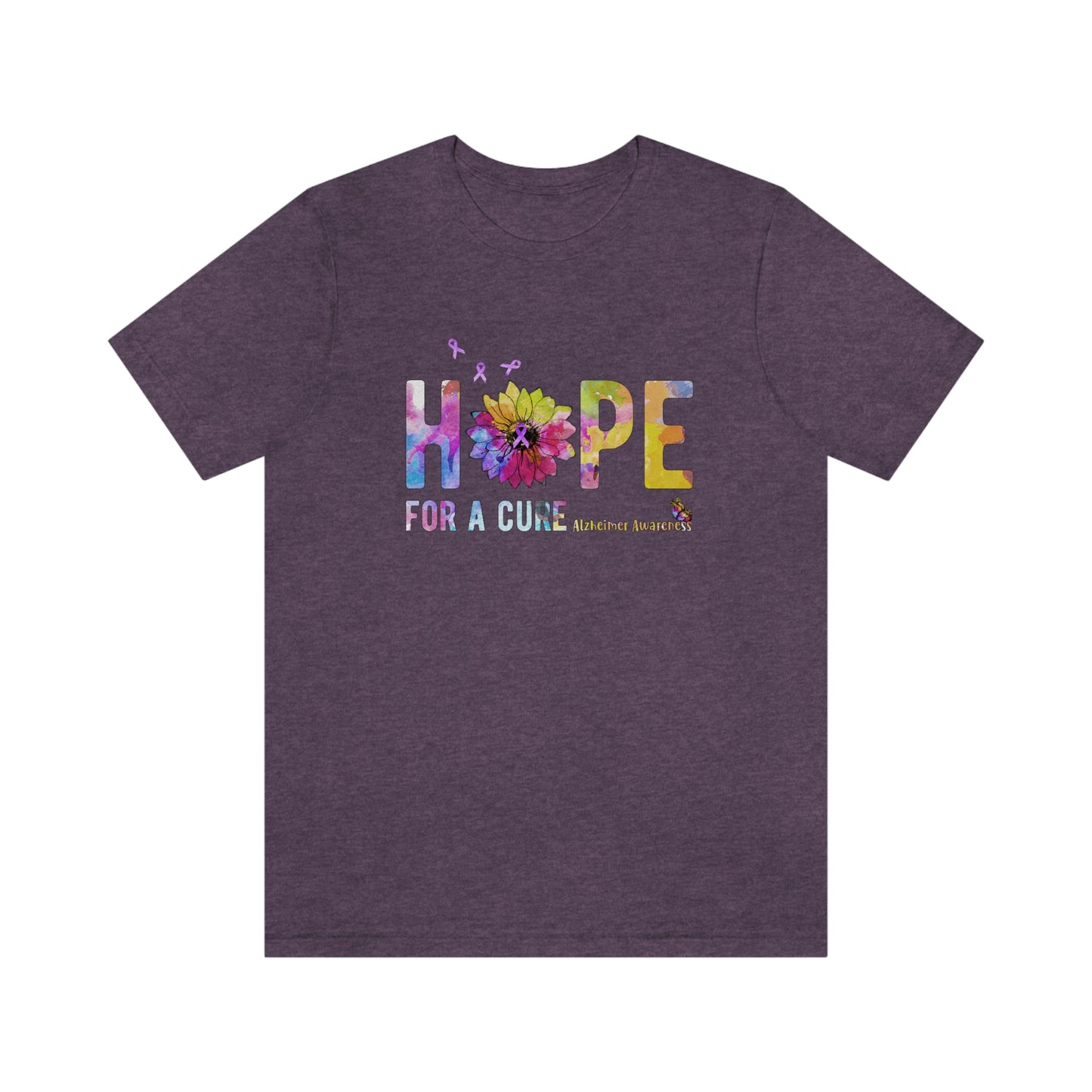 Hope For a Cure Alzheimer's Print Unisex Jersey Short Sleeve Tee