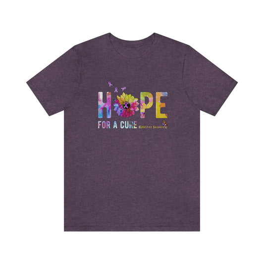 Hope For a Cure Alzheimer's Print Unisex Jersey Short Sleeve Tee