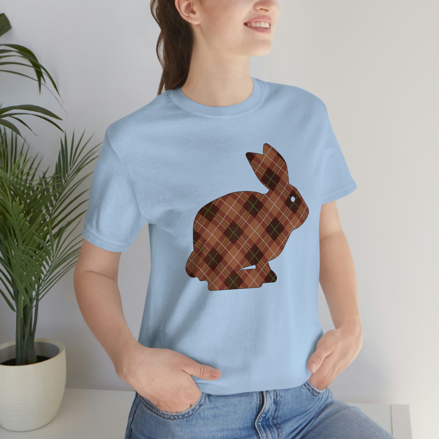 Brown Plaid Bunny Unisex Jersey Short Sleeve Tee