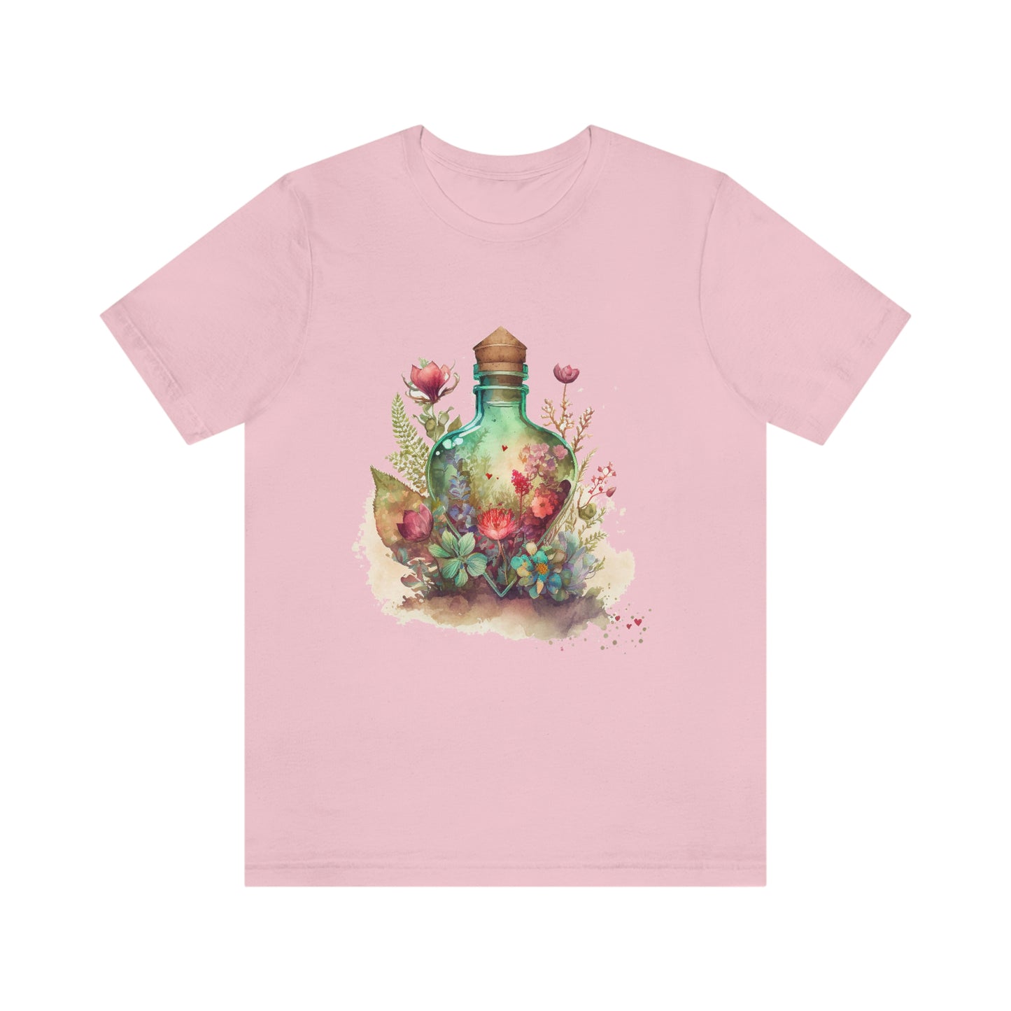 Vintage Bottle Floral Unisex Jersey Short Sleeve Tee