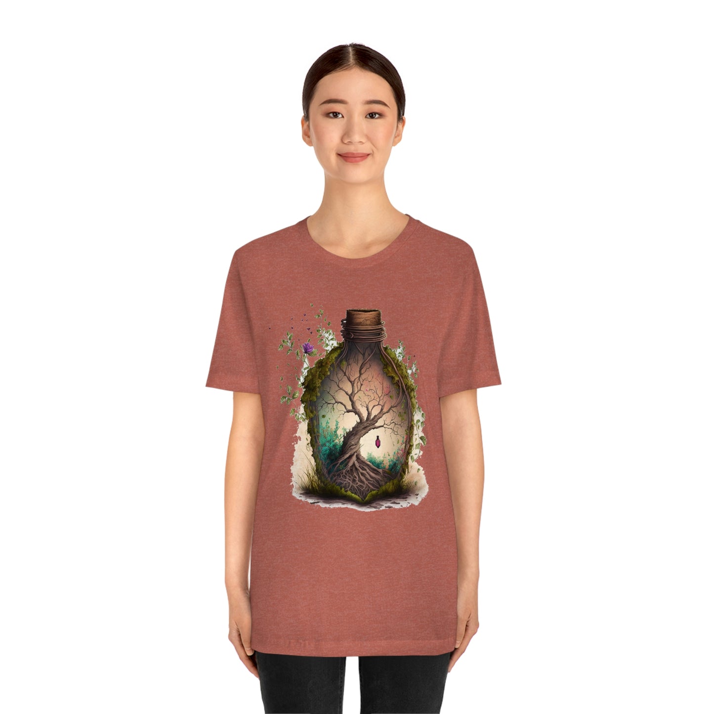 Vintage Bottle Floral Unisex Jersey Short Sleeve Tee