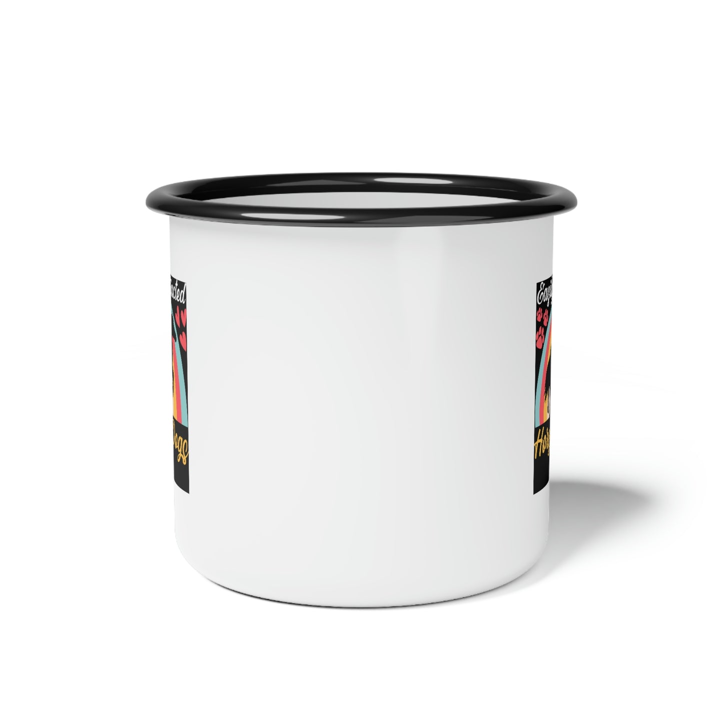 Easily Distracted Horse by Dogs White Enamel Camp Cup
