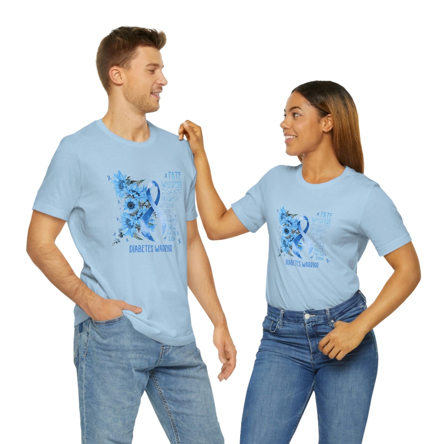 Fate Whispers to the Warrior Diabetes Awareness Print Unisex Jersey Short Sleeve Tee