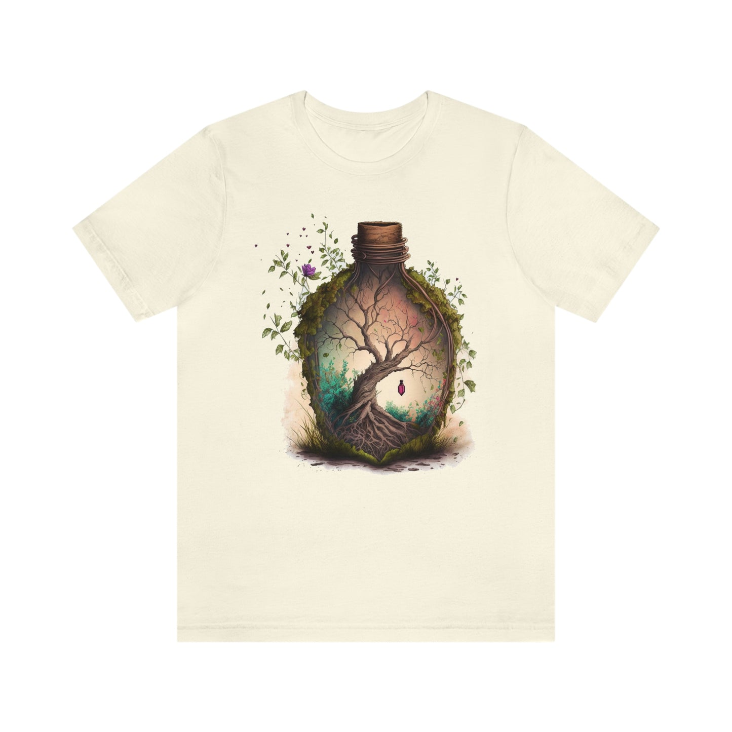 Vintage Bottle Floral Unisex Jersey Short Sleeve Tee