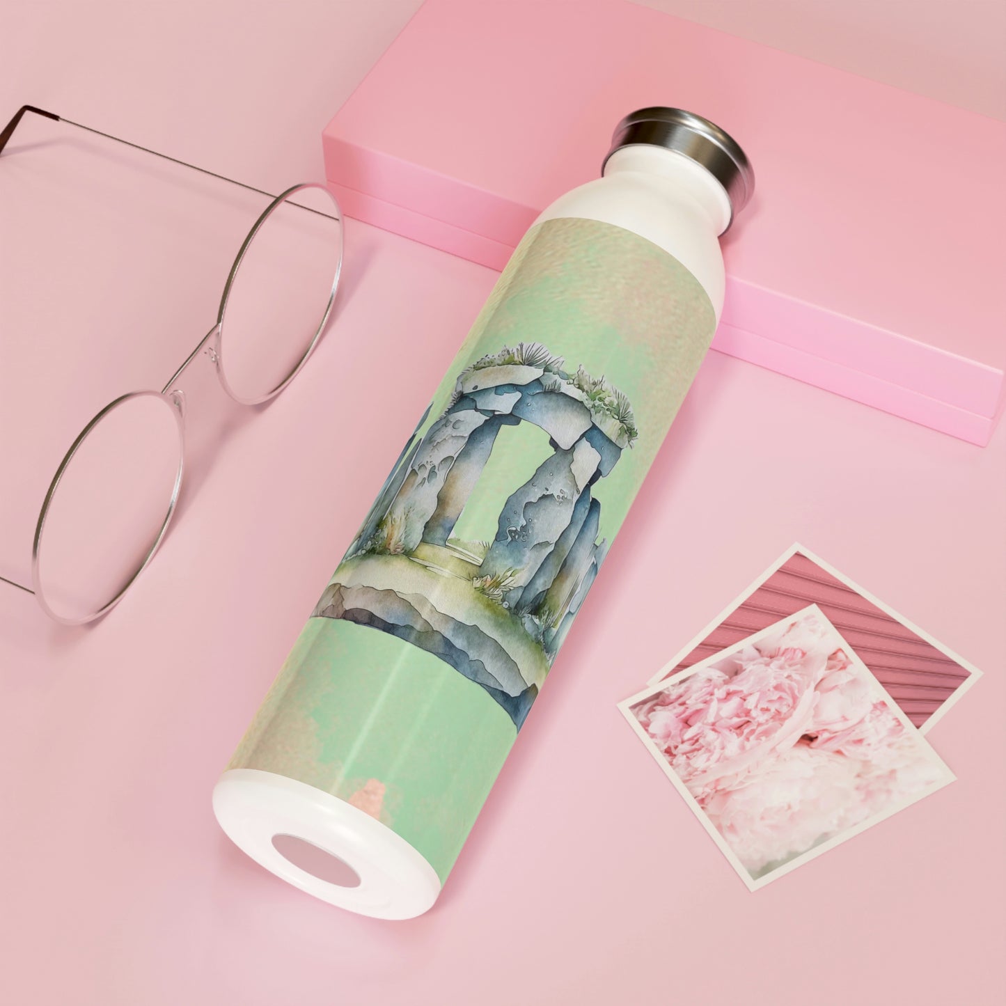 Standing Stones Spring Watercolor Slim Water Bottle