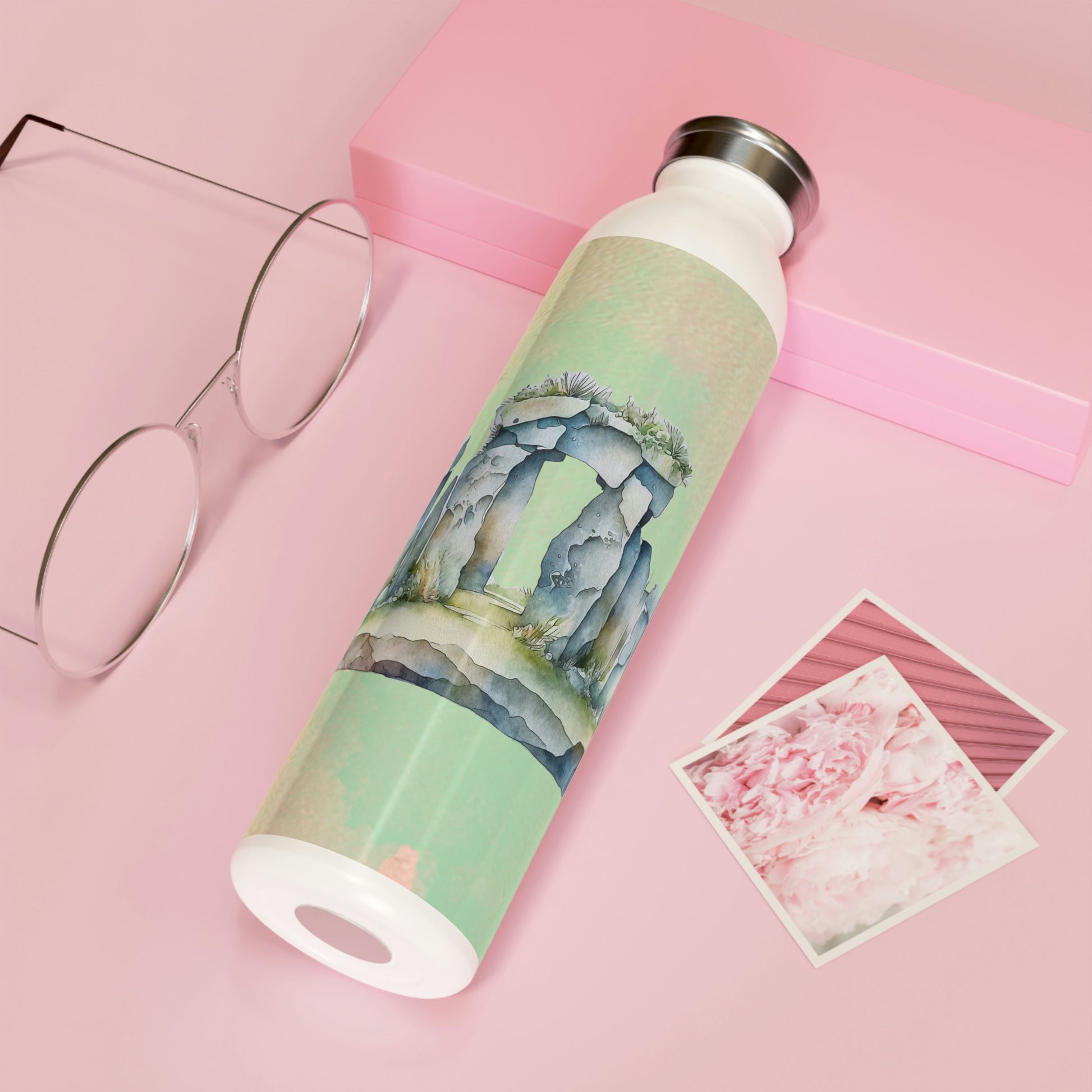 Standing Stones Spring Watercolor Slim Water Bottle