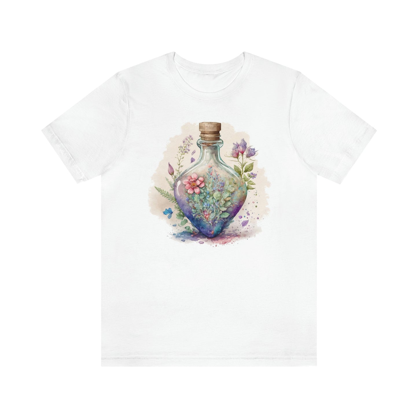 Vintage Bottle Floral Unisex Jersey Short Sleeve Tee
