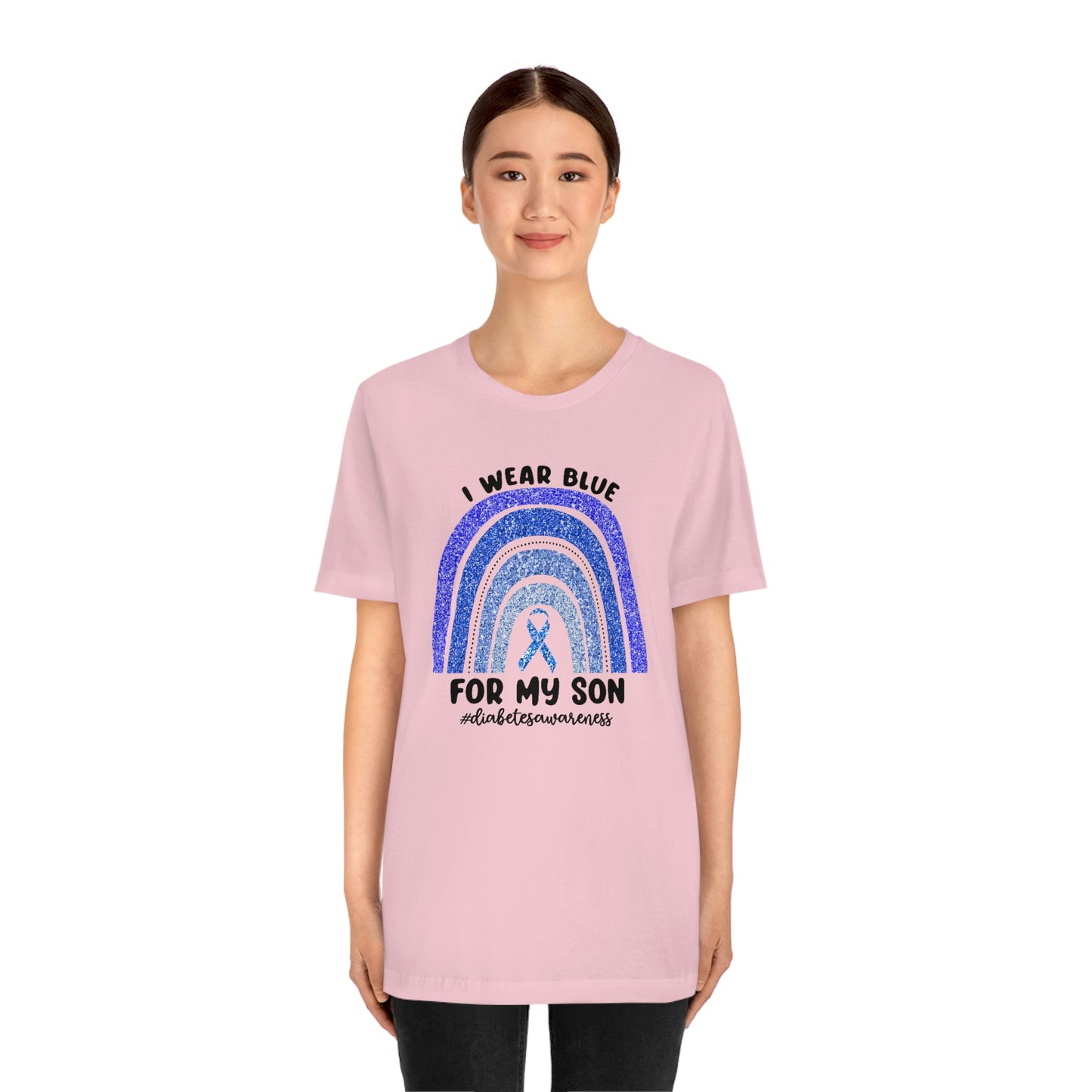 I Wear Blue For My Son Diabetes Awareness Print Unisex Jersey Short Sleeve Tee