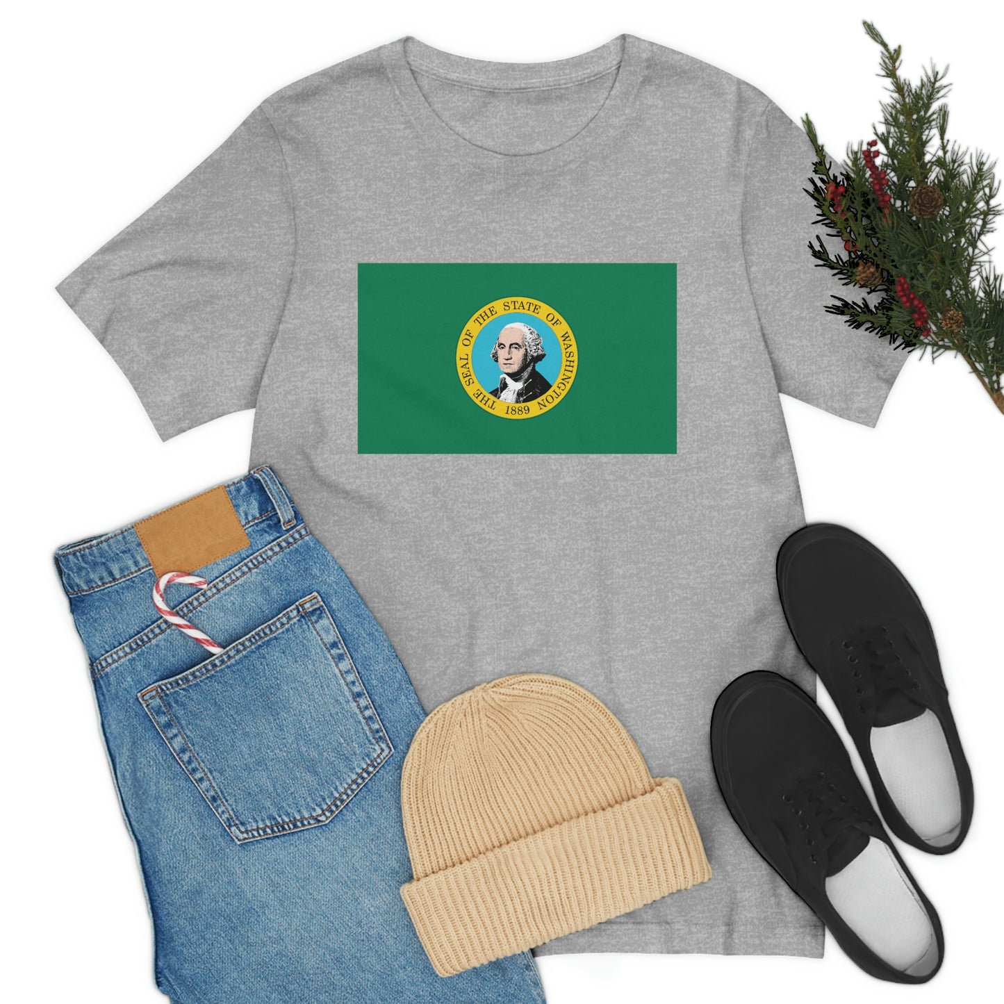 Washington Flag Unisex Jersey Short Sleeve Tee Tshirt T-shirt