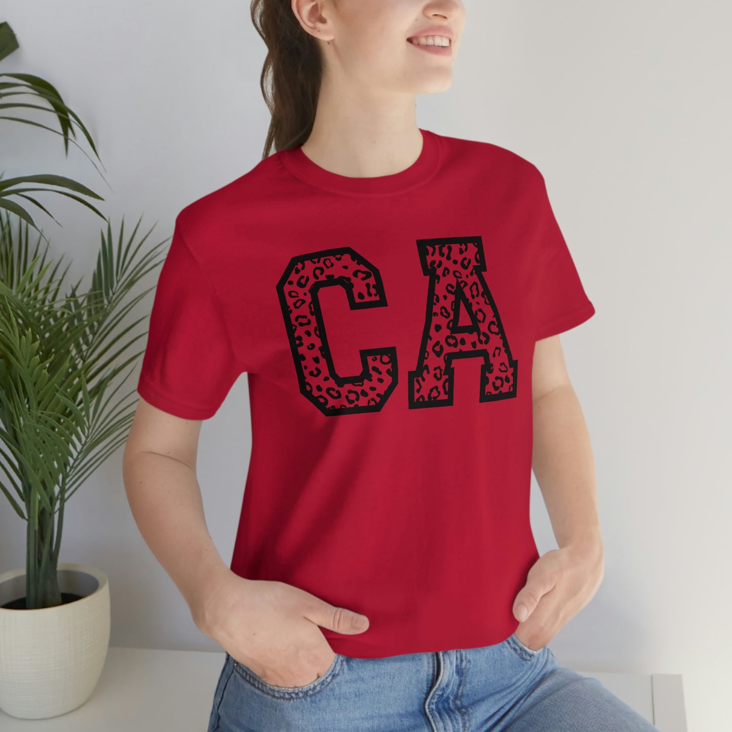 California CA Leopard Print Unisex Jersey Short Sleeve Tee Tshirt T-shirt