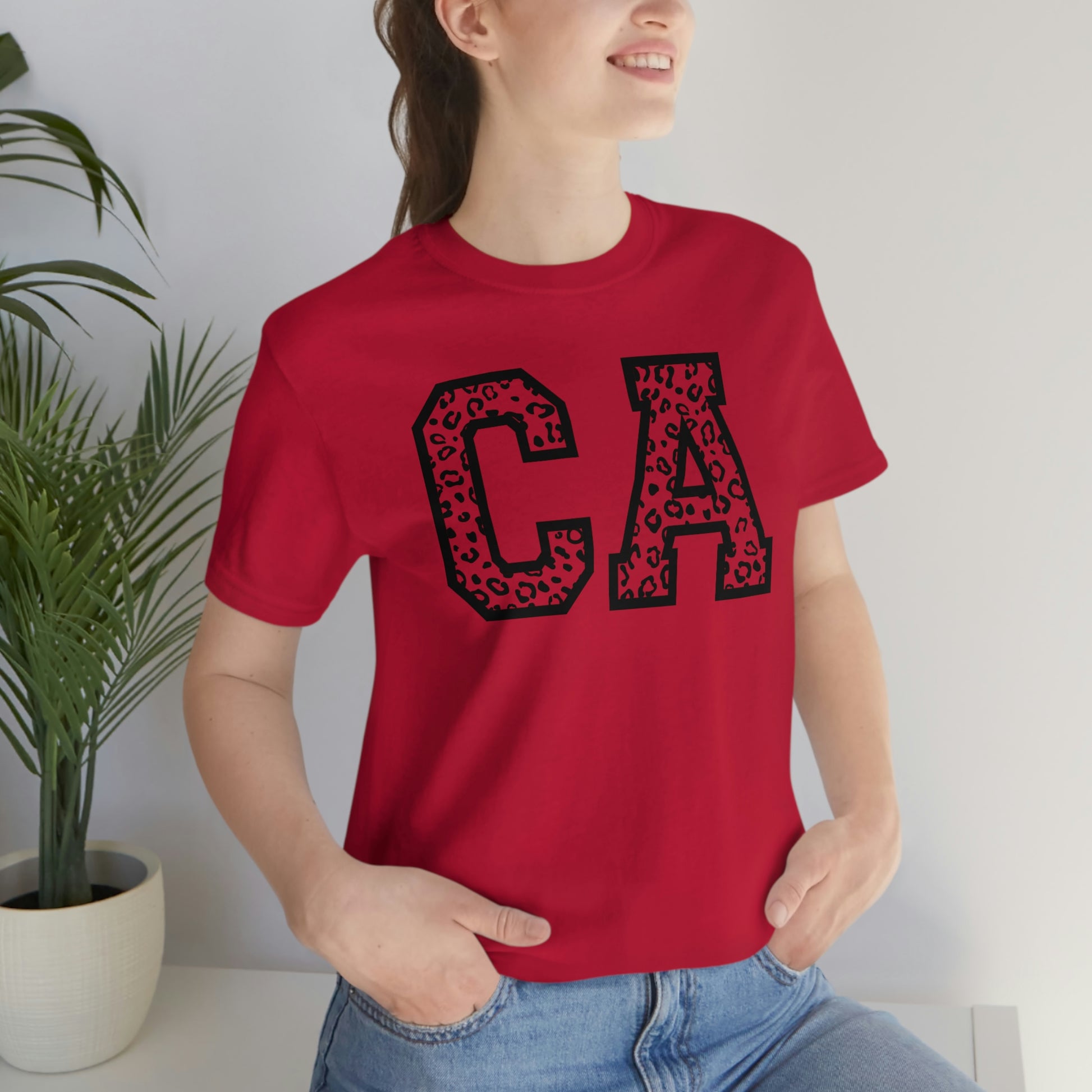 California CA Leopard Print Unisex Jersey Short Sleeve Tee Tshirt T-shirt