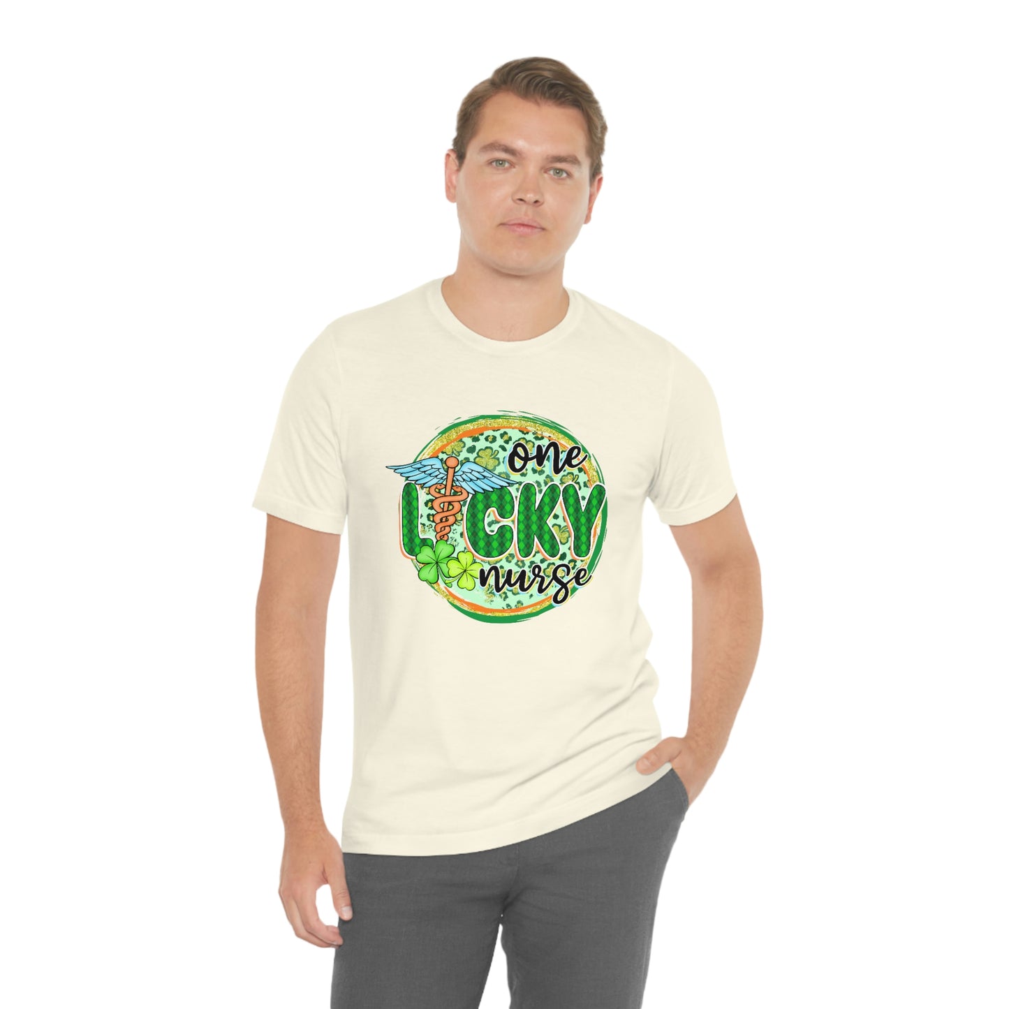One Lucky Nurse Caduceus St. Patrick's Day Unisex Jersey Short Sleeve Tee