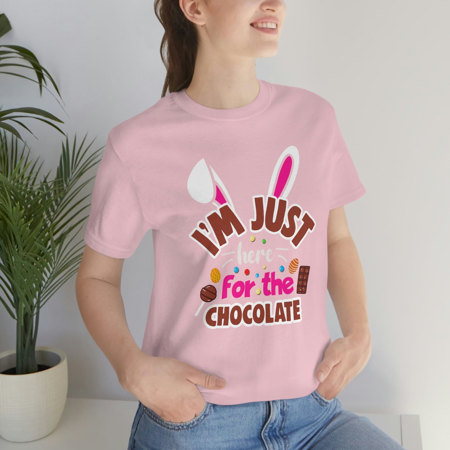 I'm Just Here for the Chocolate Unisex Jersey Short Sleeve Tee