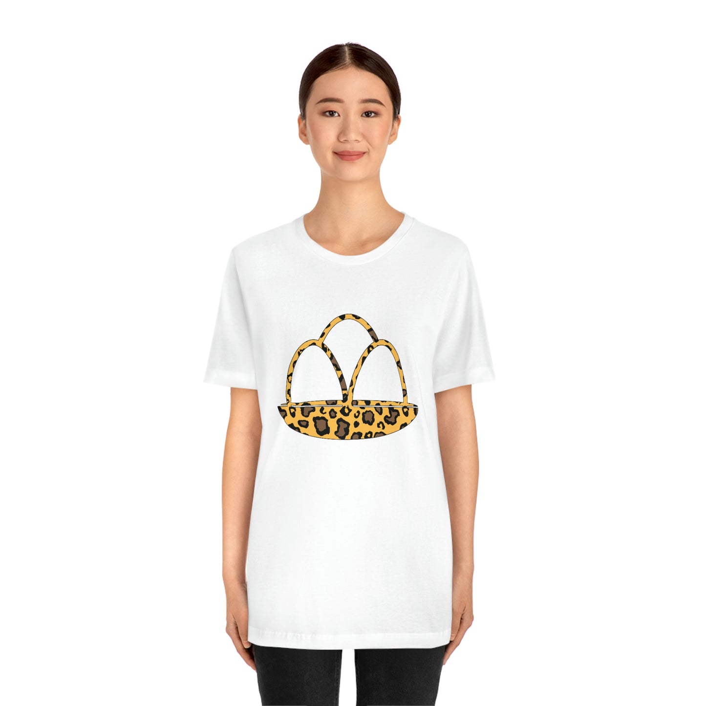 Leopard Print Egg Basket Spring Easter Unisex Jersey Short Sleeve Tee