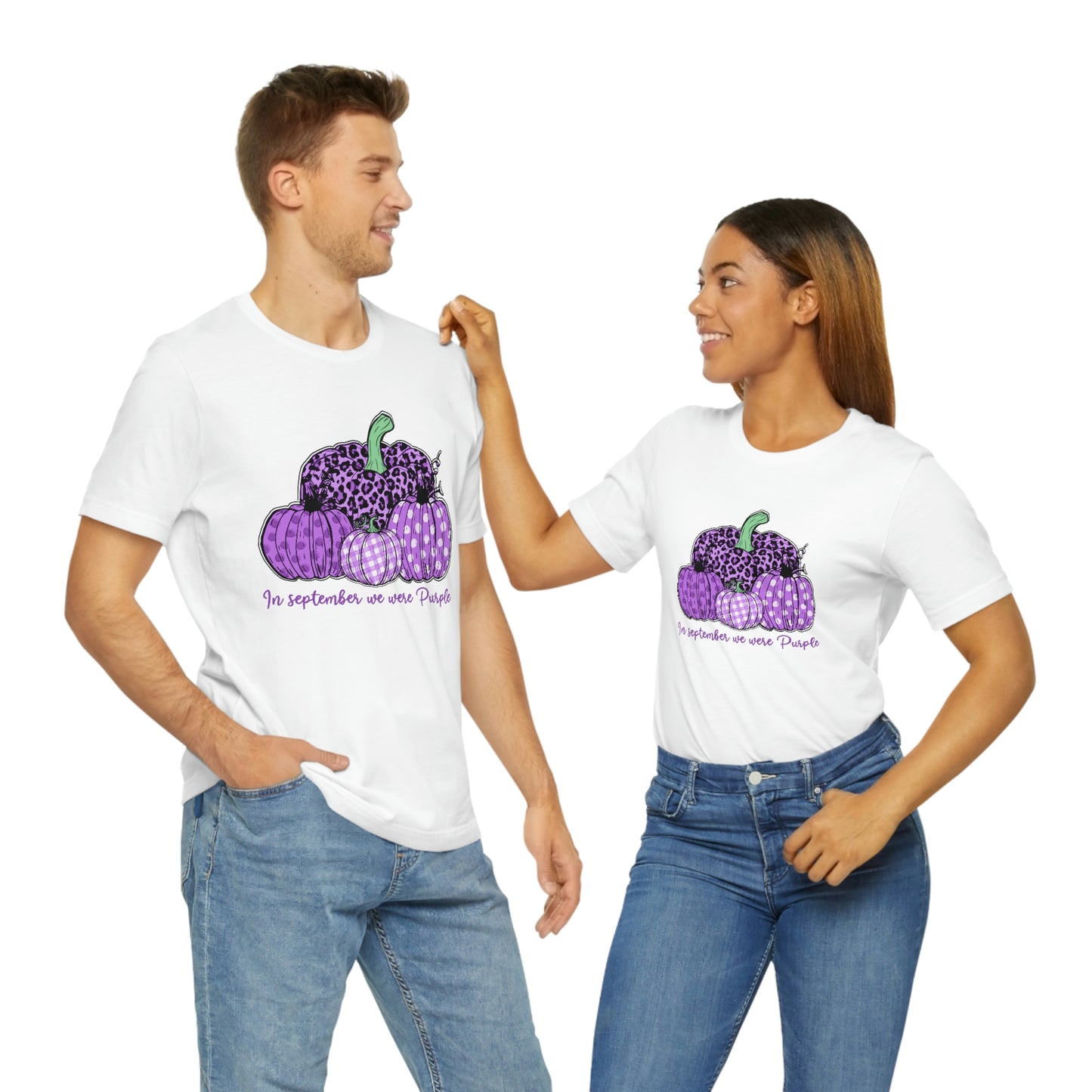 In September We Wear Purple Alzheimer's Print Unisex Jersey Short Sleeve Tee