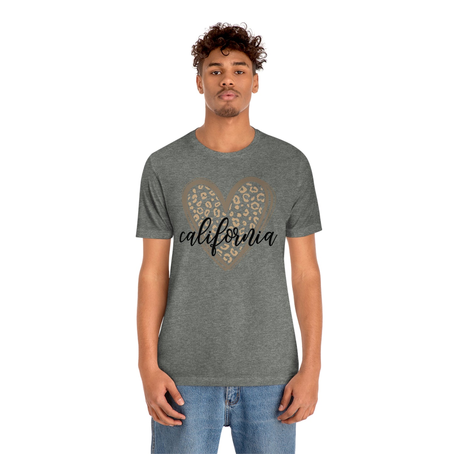 California Heart Gold Leopard Unisex Jersey Short Sleeve Tee Tshirt T-shirt