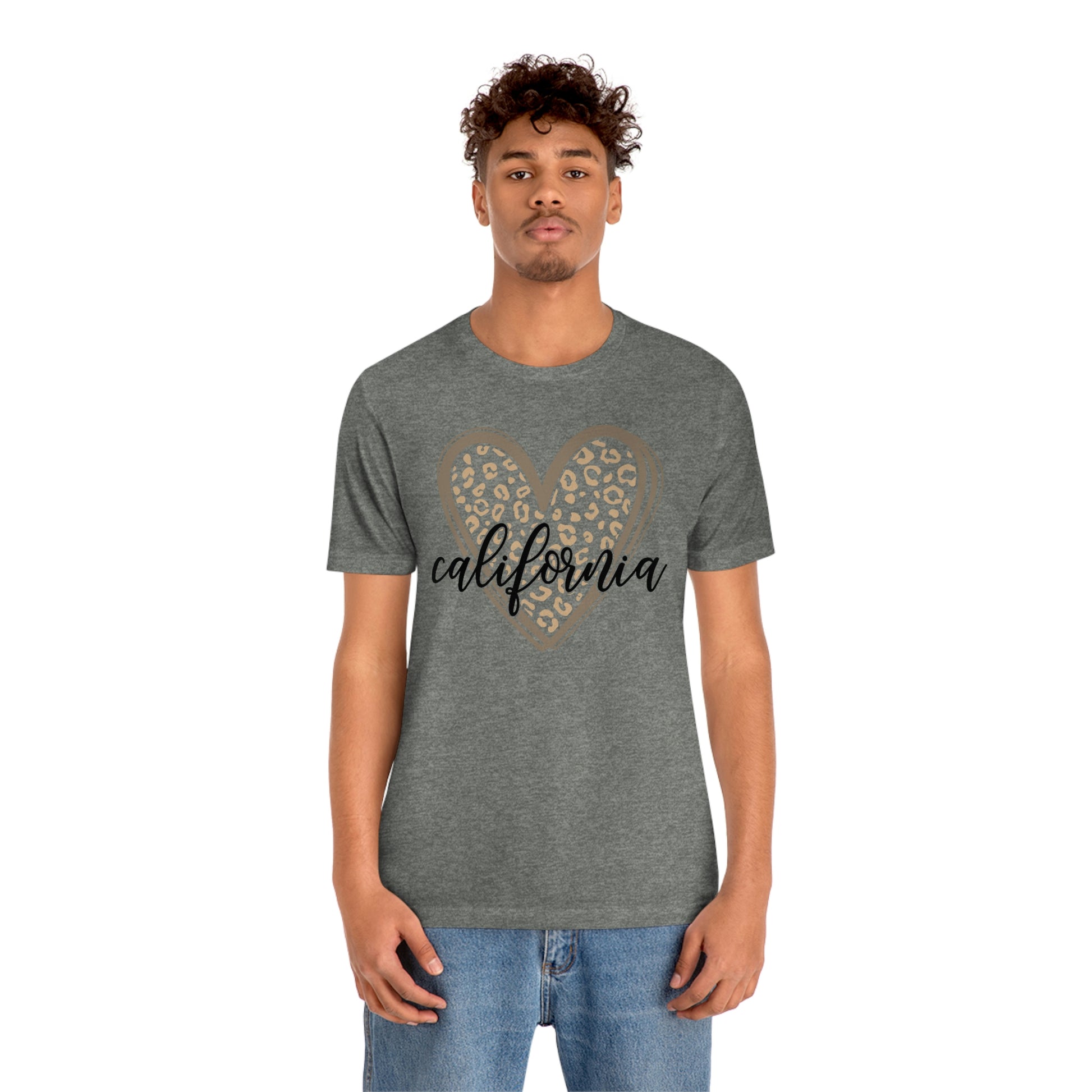 California Heart Gold Leopard Unisex Jersey Short Sleeve Tee Tshirt T-shirt