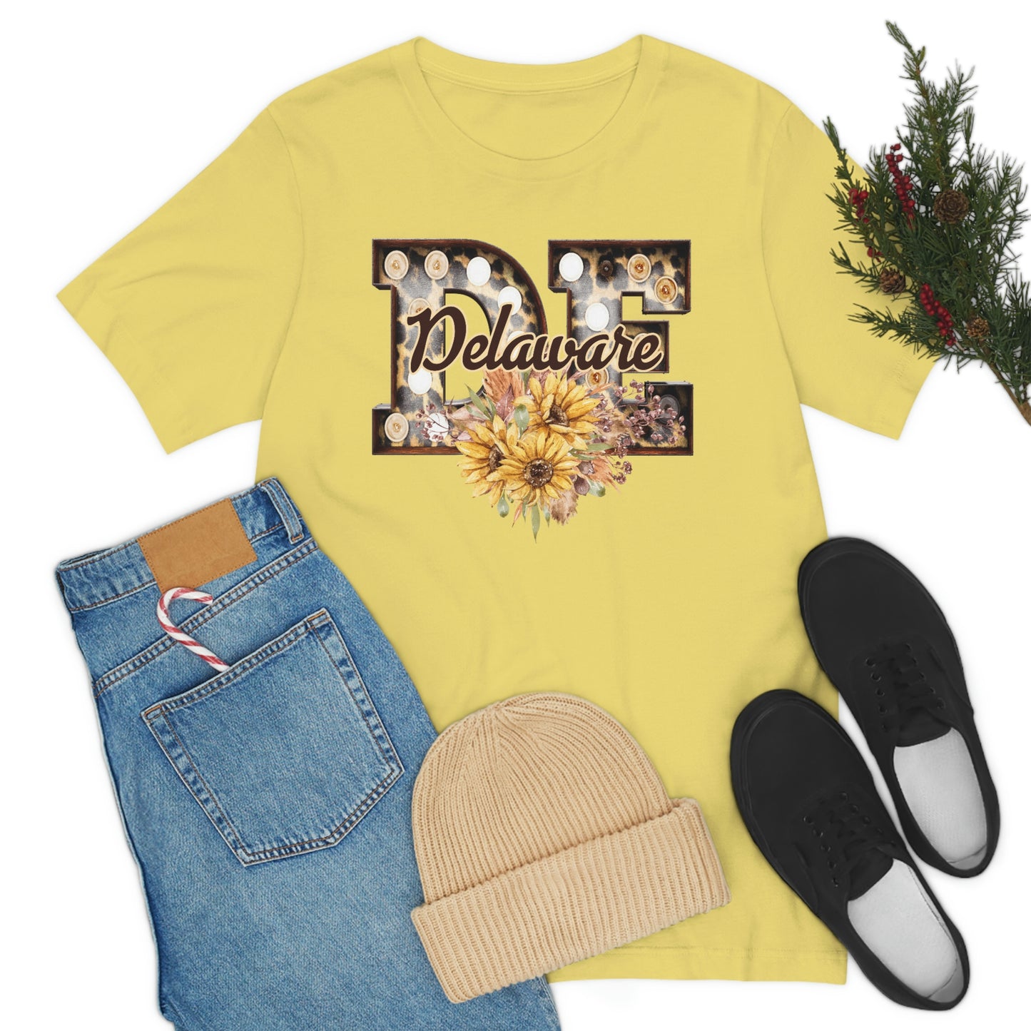 Delaware with Sunflowers Short Sleeve  T-shirt