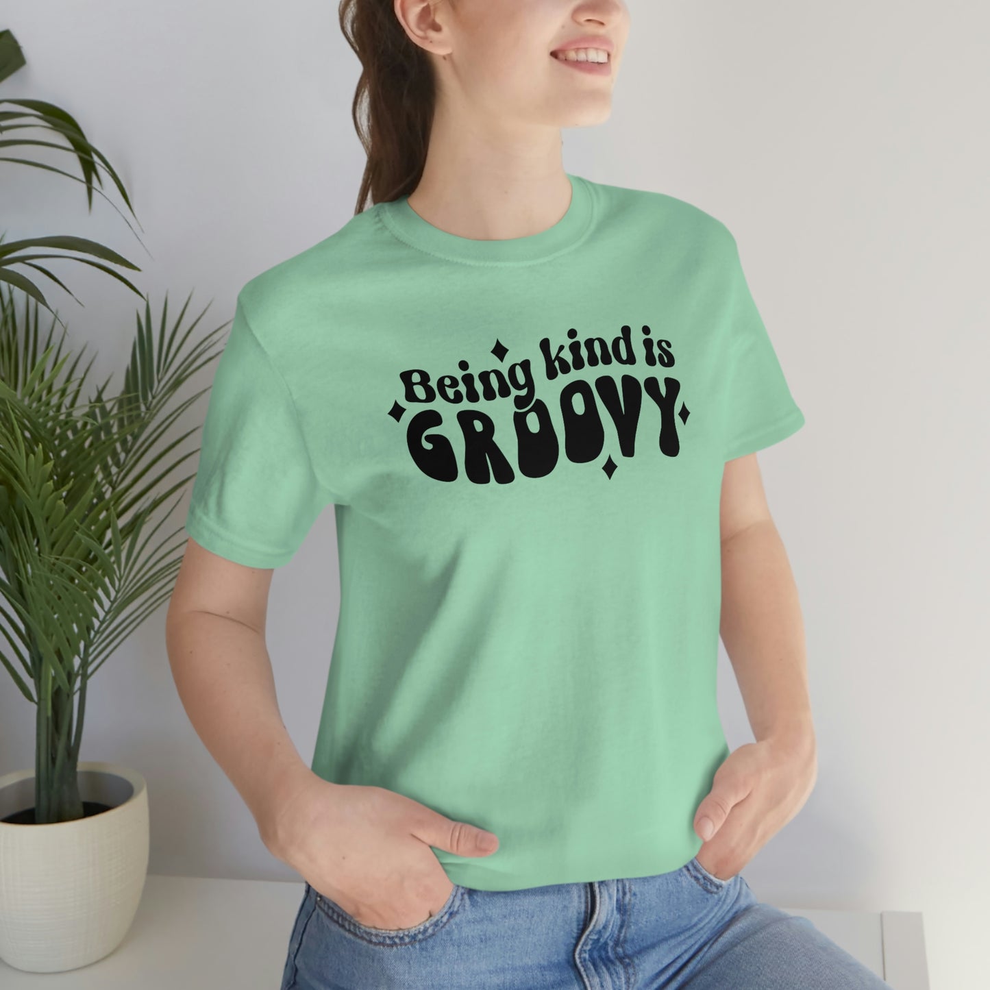 Being Kind is Groovy Unisex Jersey Short Sleeve Tee