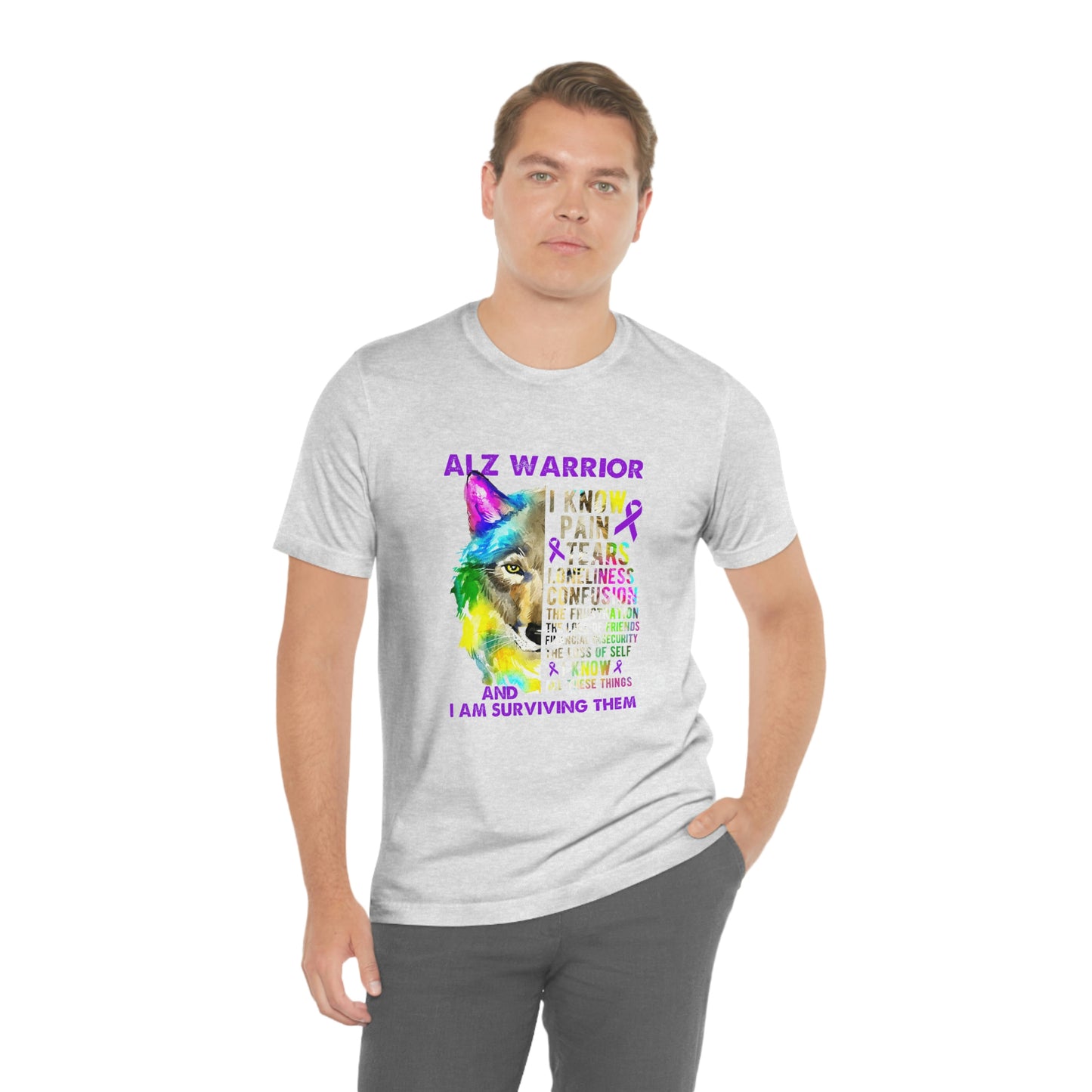 ALZ Warrior I Know Pain & Tears Alzheimer's Print Unisex Jersey Short Sleeve Tee