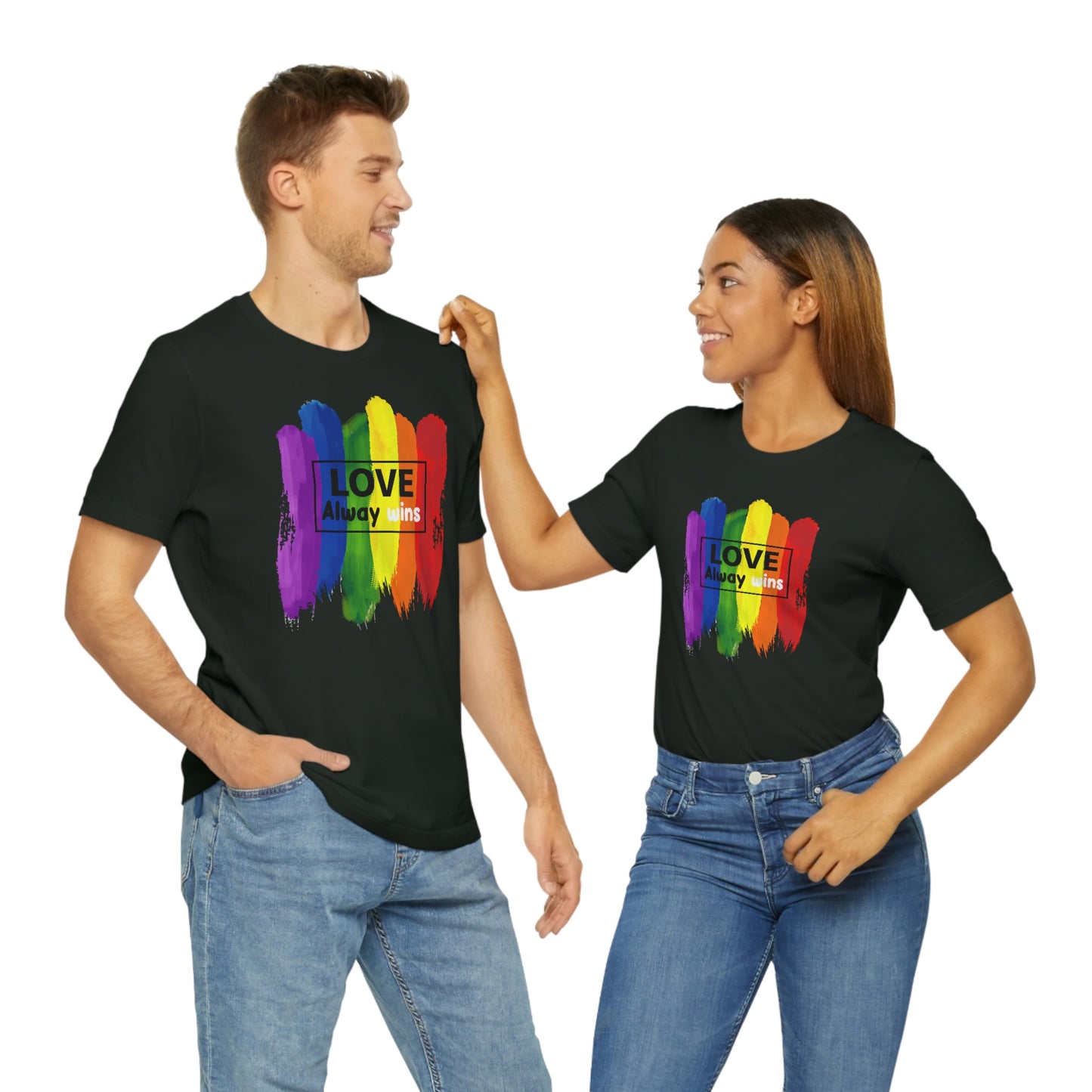Love Always Wins LGBTQIA Print Unisex Jersey Short Sleeve Tee