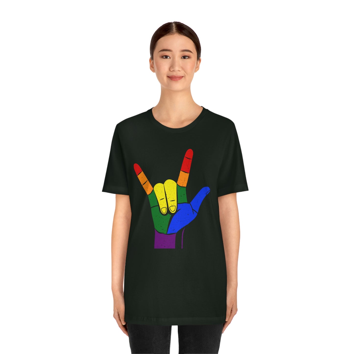 Hand Rainbow LGBTQIA Unisex Jersey Short Sleeve Tee