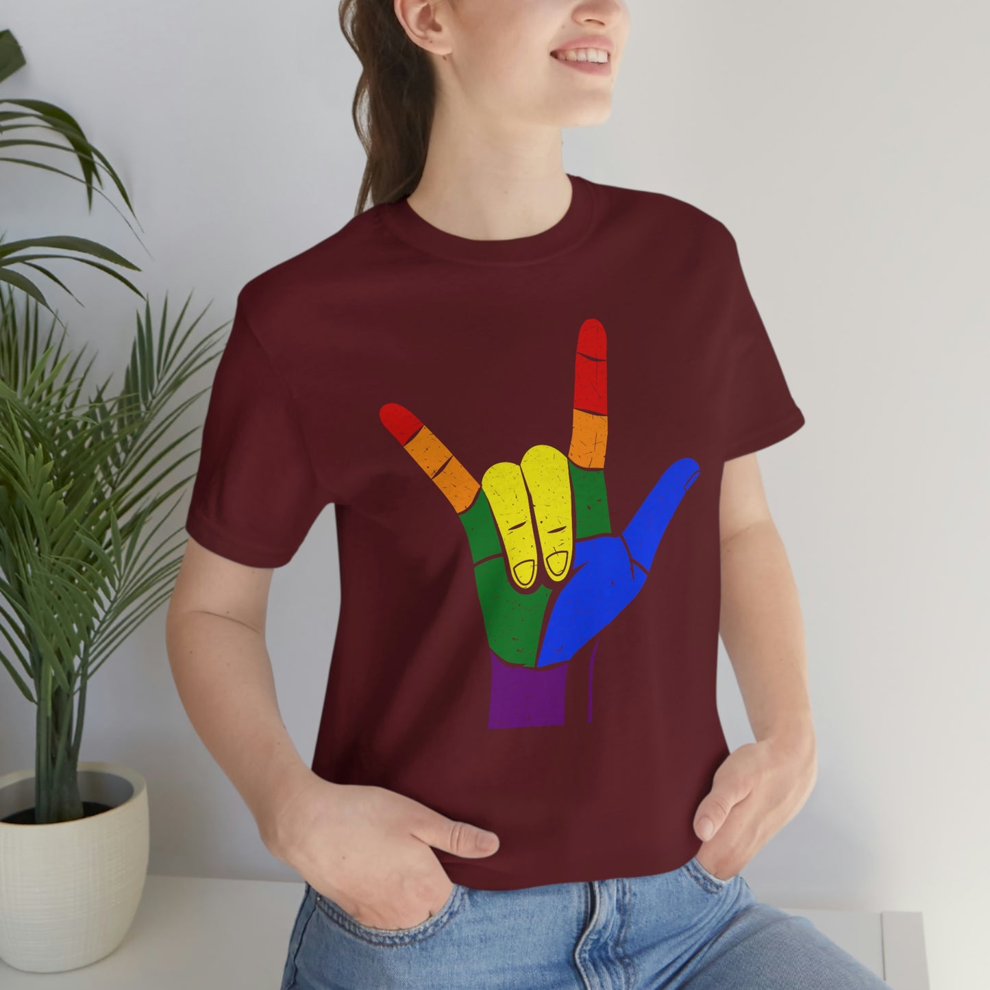 Hand Rainbow LGBTQIA Unisex Jersey Short Sleeve Tee