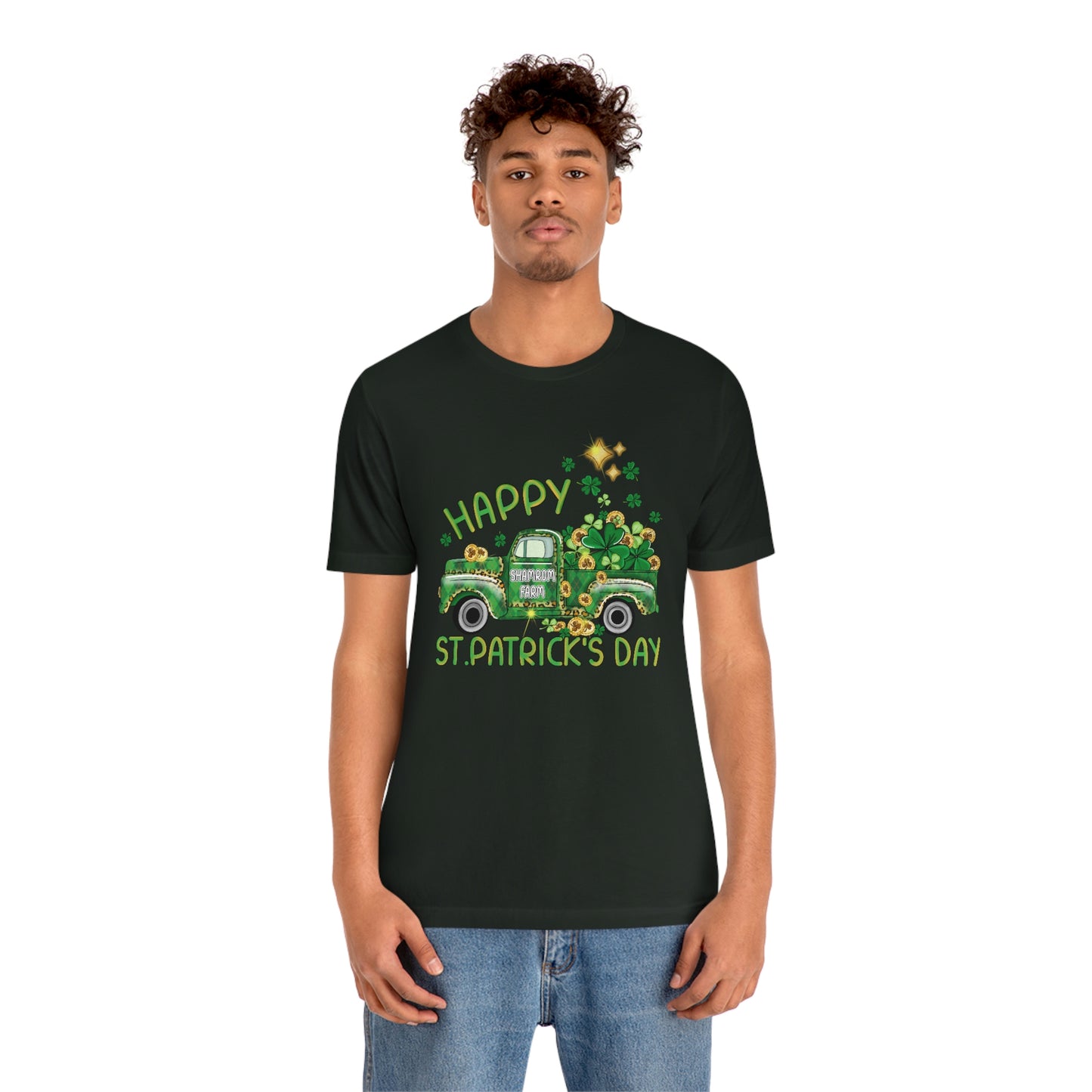 Happy St. Patrick's Day Shamrock Farms Truck Unisex Jersey Short Sleeve Tee
