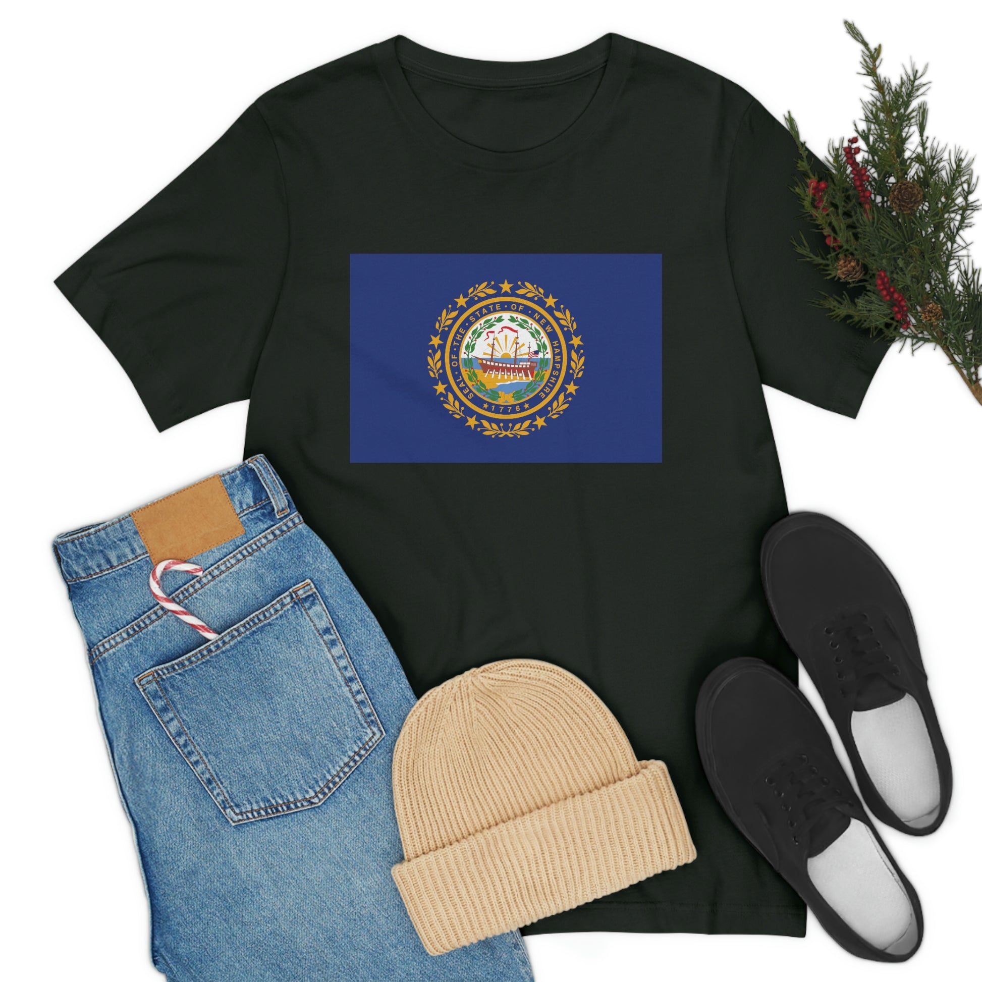 New Hampshire Flag Unisex Jersey Short Sleeve Tee Tshirt T-shirt