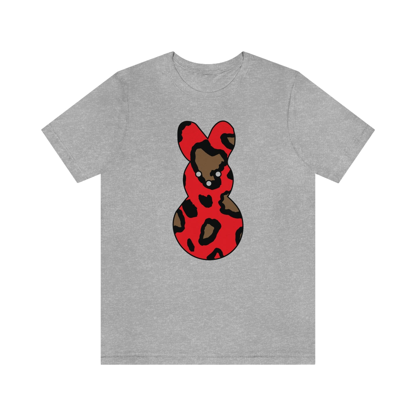 Red Leopard Print Bunny Easter Spring Print Unisex Jersey Short Sleeve Tee