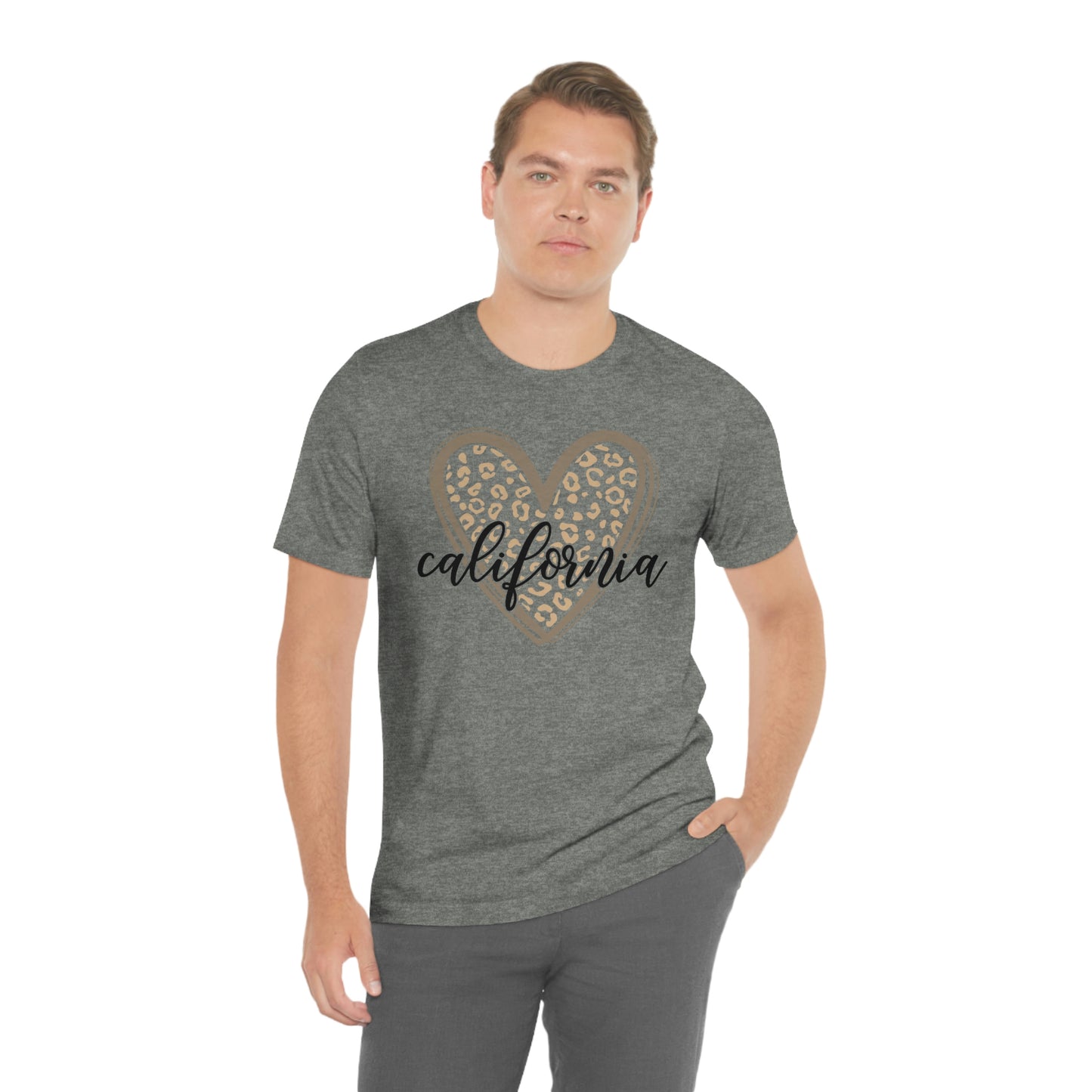 California Heart Gold Leopard Unisex Jersey Short Sleeve Tee Tshirt T-shirt