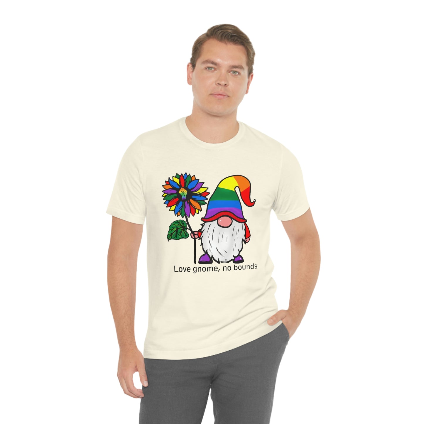 Love Gnomes No Bounds LGBTQIA Print Unisex Jersey Short Sleeve Tee