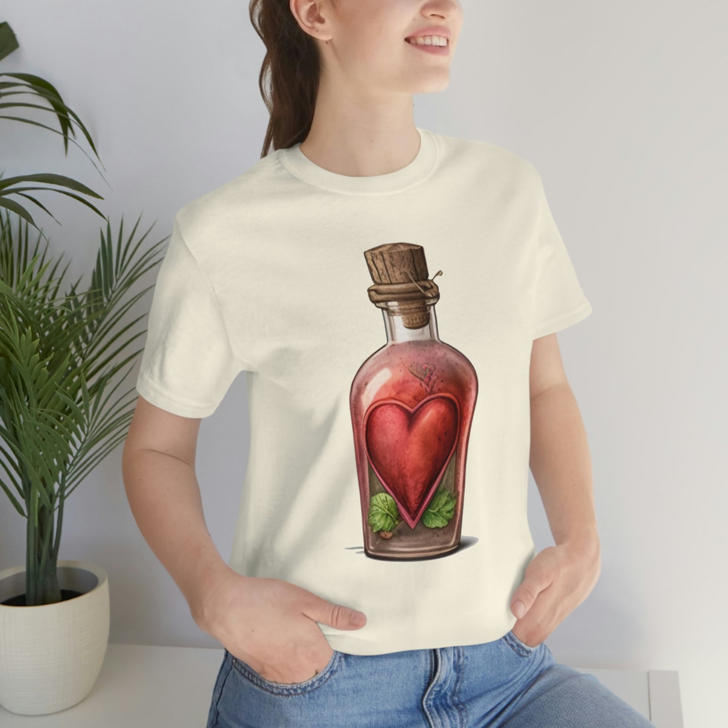 Vintage Bottle Floral Unisex Jersey Short Sleeve Tee