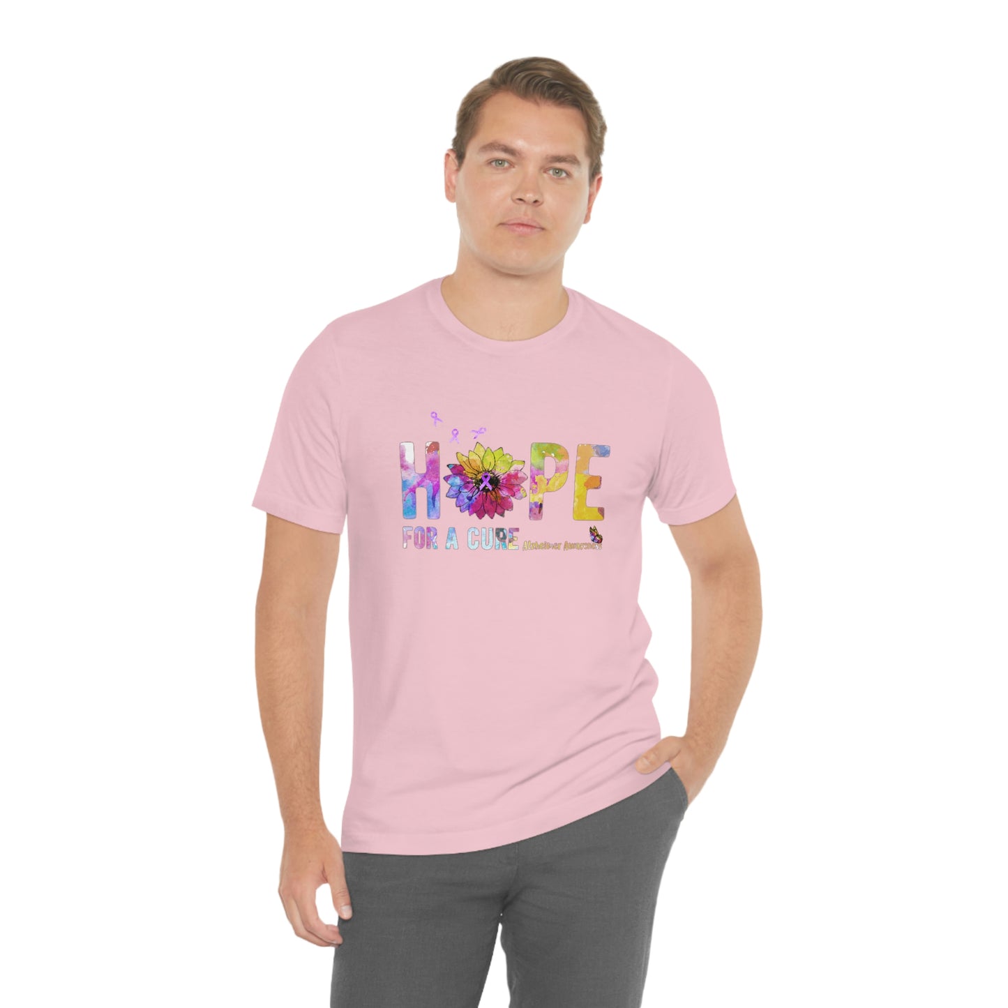 Hope For a Cure Alzheimer's Print Unisex Jersey Short Sleeve Tee