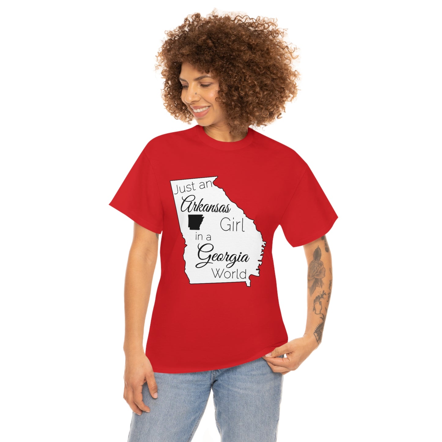 Just an Arkansas Girl in a Georgia World Unisex Heavy Cotton Tee