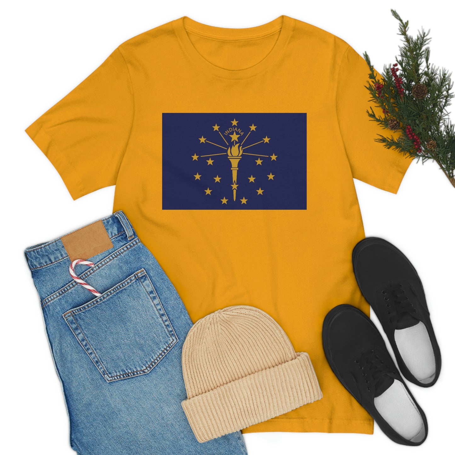 Indiana Flag Unisex Jersey Short Sleeve Tee Tshirt T-shirt