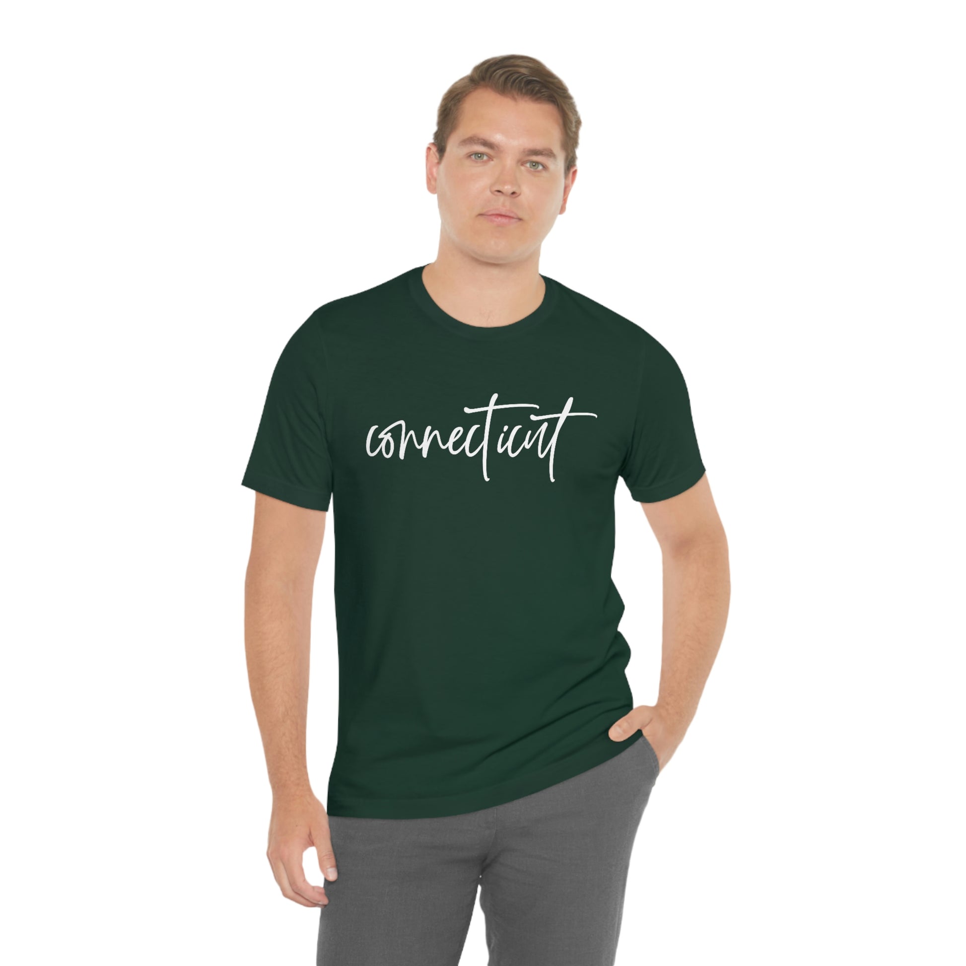 Connecticut White Script Short Sleeve  T-shirt